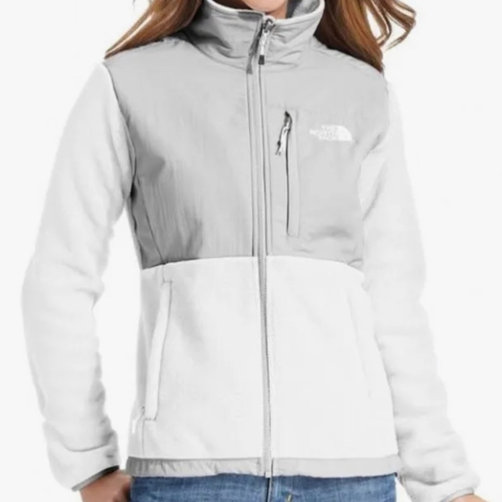 The North Face Denali white/grey jacket